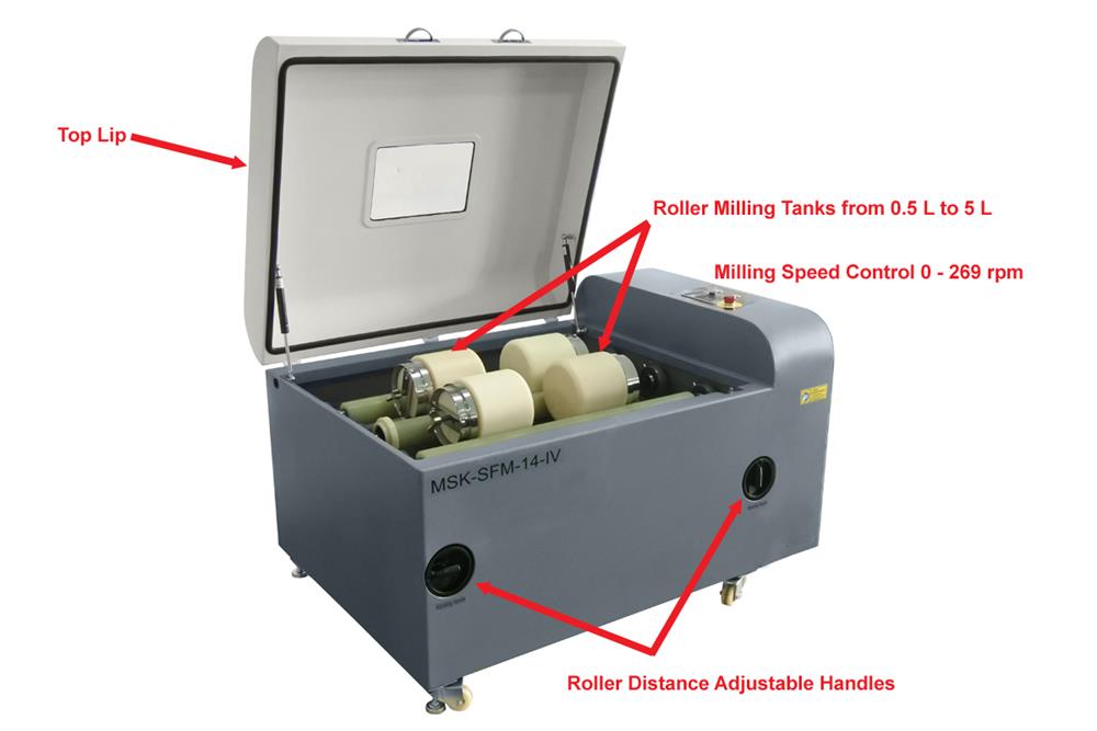 Large Lab Roller Mill with Variable Speed & Four Optional Tanks